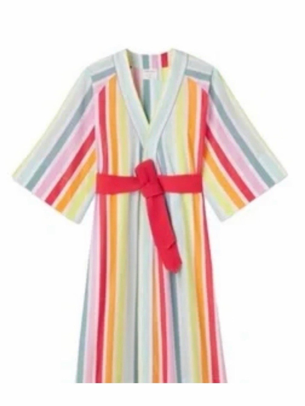 Multicolor Stripe Women's Robe with Pink Belt
